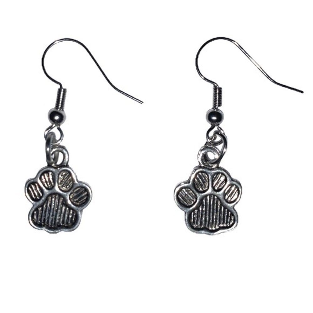 Handmade sterling silver plated paw earrings